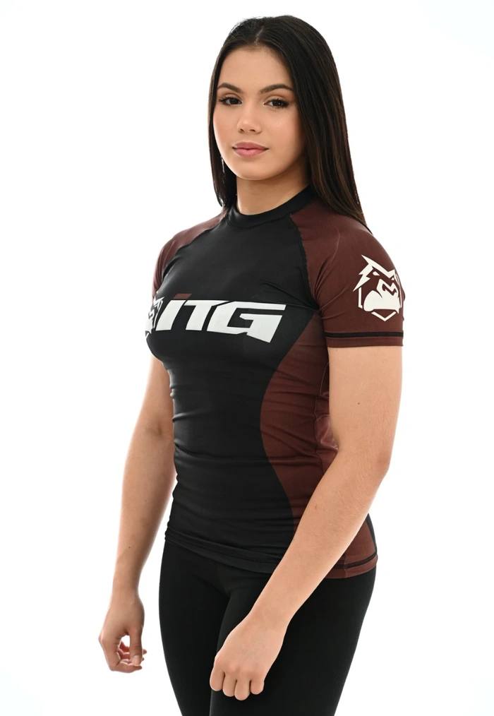 Rash Guard Feminina ITG Manga Curta Marrom