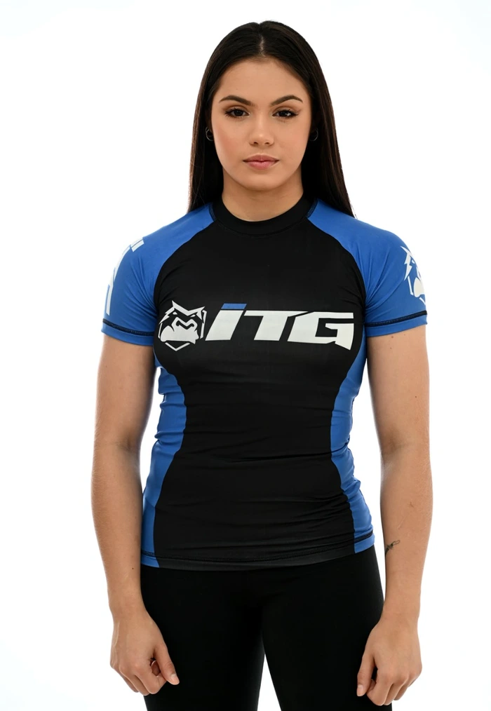 Rash Guard Feminina ITG Manga Curta Azul