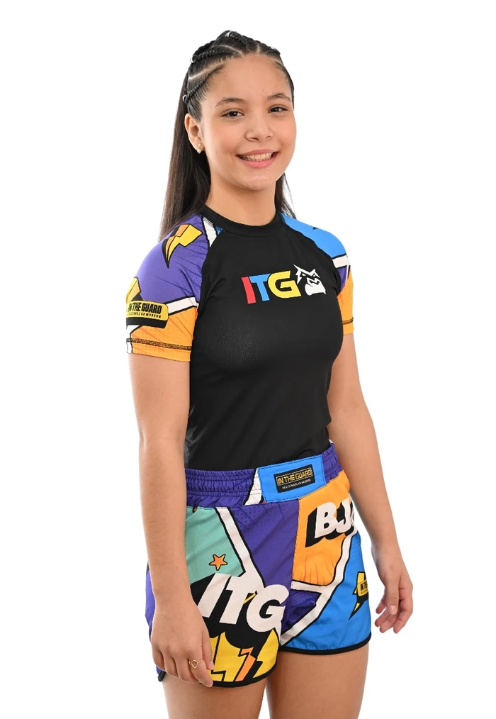 Rash Guard Infantil Colors Preta Feminina